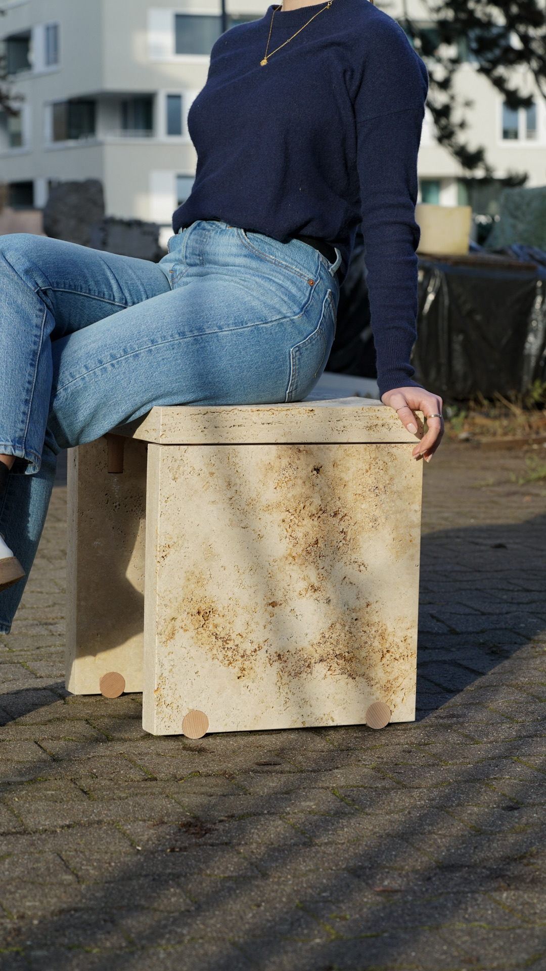 humidity — stone stool held together by expanding wood
