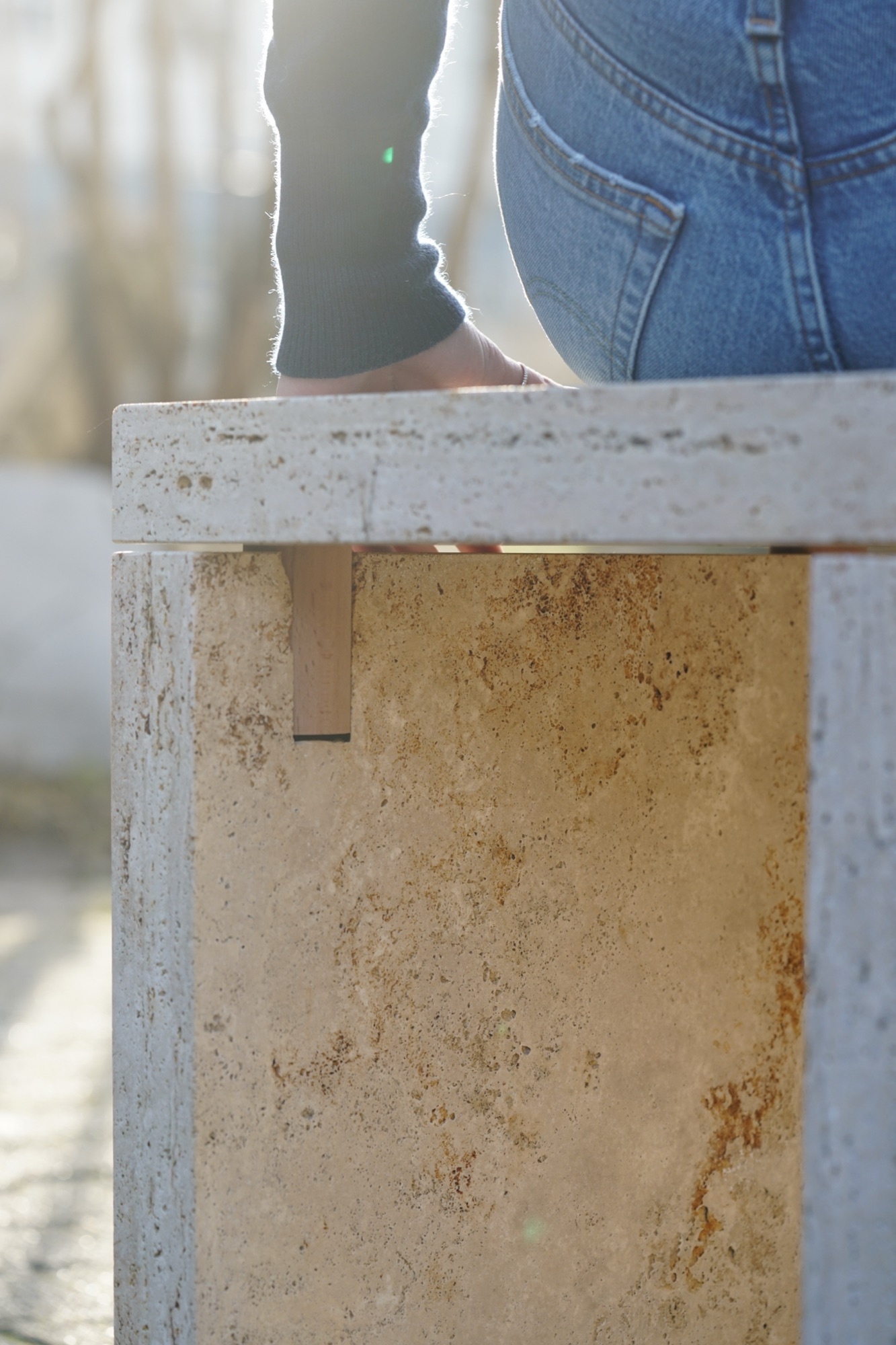 humidity — stone stool held together by expanding wood