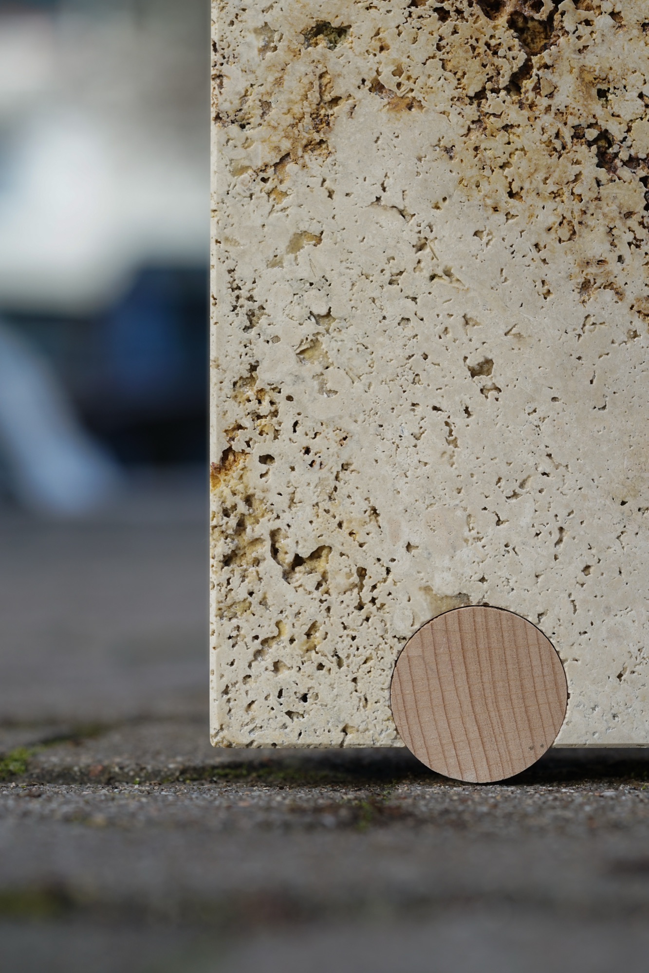 humidity — stone stool held together by expanding wood